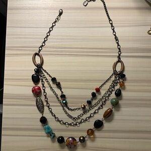 4 tier necklace with chains and beads